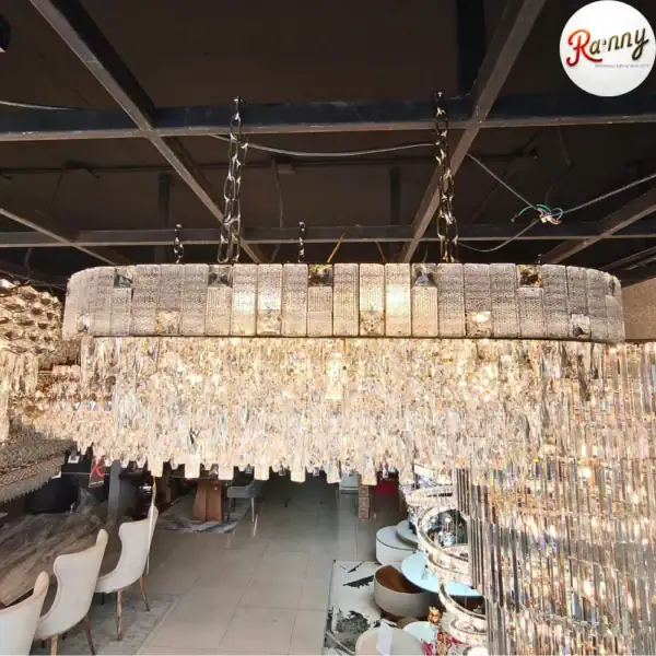 โคมไฟคริสตัล แชนเดอเลียร์ ทรงยาวสำหรับโต๊ะอาหาร สไตล์คลาสสิก [93028-850]